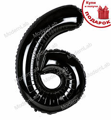 Кулька Цифра "6" (100 см), колір - чорний (металік)