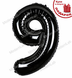 Кулька Цифра "9" (100 см), колір - чорний (металік)