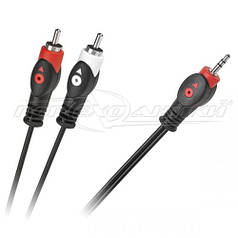 Аудіокабель jack 3.5 mm to 2RCA (середня якість +), 1.8 м