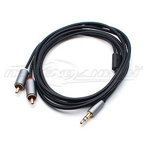 Аудіокабель jack 3.5 mm to 2RCA (висока якість) New Design,5.0 м, фото 3