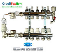 Коллектор для теплого пола GROSS в сборе на 5 выходов ГЕРМАНИЯ
