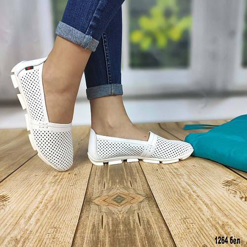 Летние белые кожаные мокасины, цена 950 грн — Prom.ua (ID#727389648)