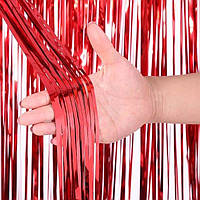 Шторка для фотозони з дощику (фольгована) | Червоний 1х2м.