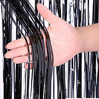 Шторка для фотозони з дощику (фольгована) | Чорний 1х2м