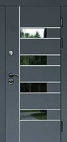 Вхідні двері в дом Герда зі склом та утепленим коробом антрацит