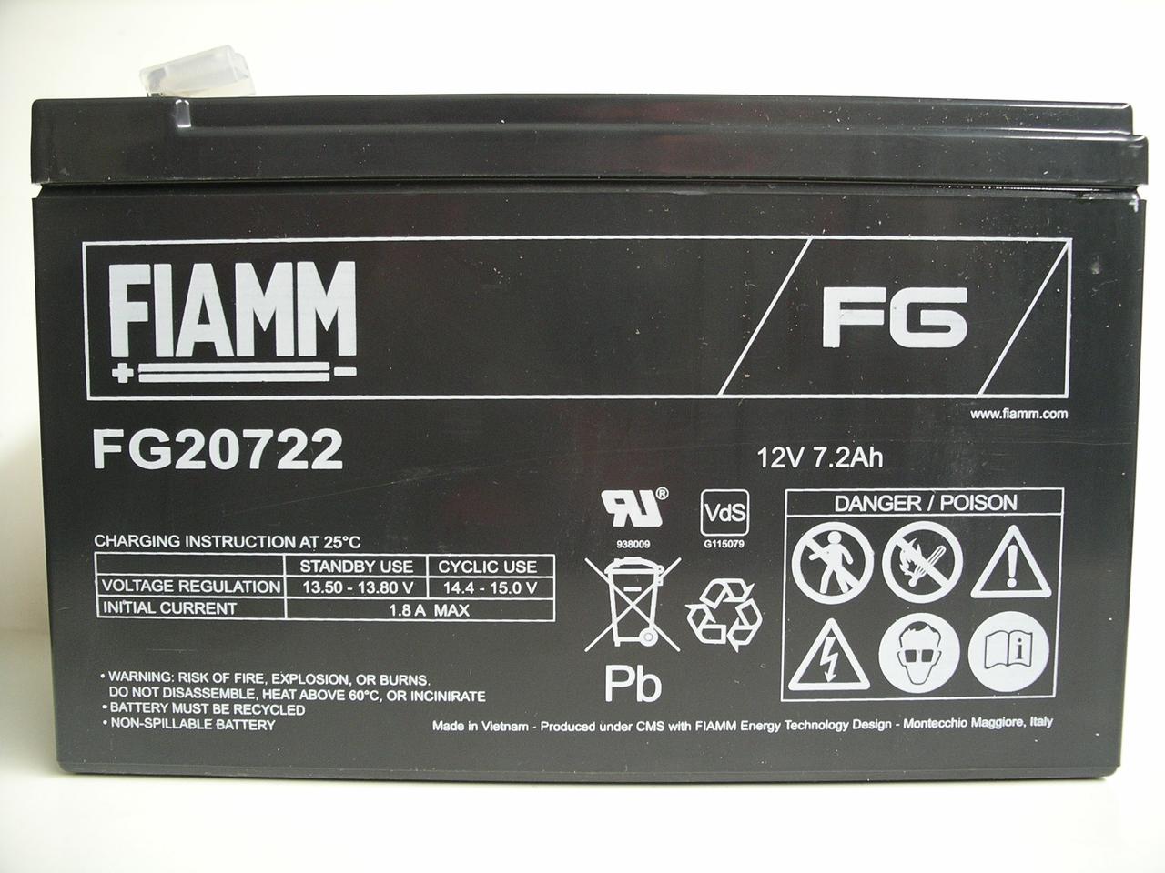 Акумулятор FIAMM FG 20722 (20721) 12 V 7.2 Ah