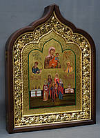 Фігурний кіот для ікони з внутрішньої позолоченій різьбленою рамою., фото 6
