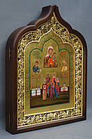Фігурний кіот для ікони з внутрішньої позолоченій різьбленою рамою., фото 7