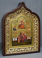 Фігурний кіот для ікони з внутрішньої позолоченій різьбленою рамою., фото 9