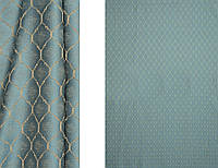 Порт'єрна тканина для штор Жаккард бірюзового кольору з малюнком