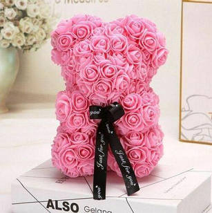 Мишко з 3D троянд 25 см в красивій подарунковій упаковці ведмедик Тедді з троянд