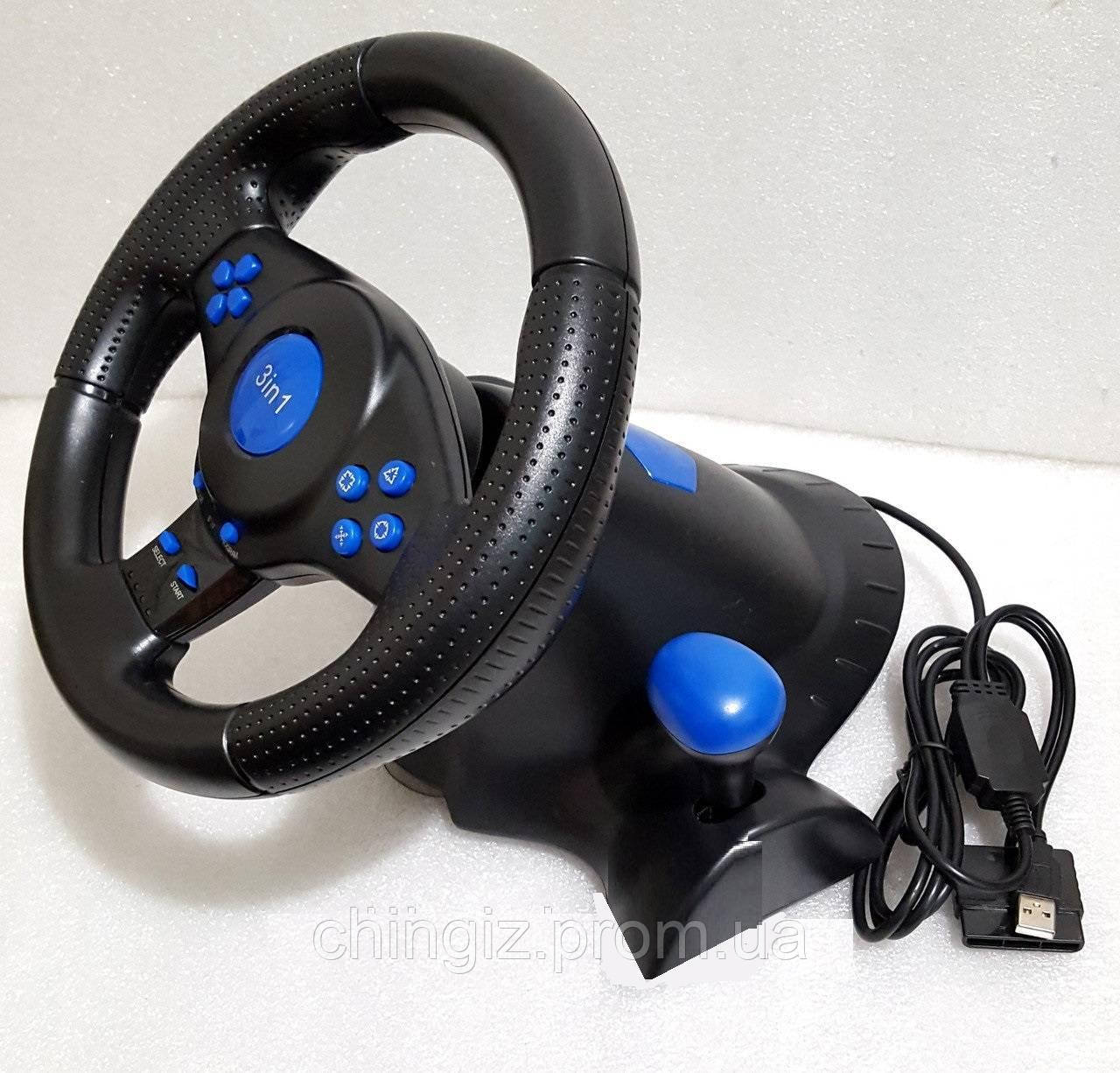 КЕРМО ІГРОВИЙ кермо 3в1 PS2/PS3/PC-USB комп'ютер