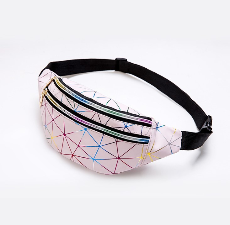 Сумка на пояс Жіноча бананка павутинка модна невелика Рожева