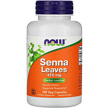 Листя сіни NOW Foods "Senna Leaves" натуральне проносне, 470 мг (100 капсул)