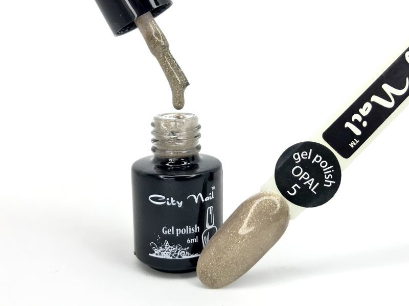 Гель лак Опал - Гель лак бежевий колір з блискітками gel polish OPAL 05 City Nail 6мл ( Шиммерные гель-лаки ), фото 1
