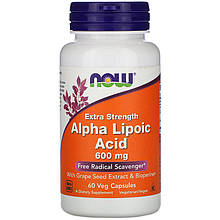 Альфа-ліпоєва кислота NOW Foods "Alpha Lipoic Acid" екстрасилія, 600 мг (60 капсул)