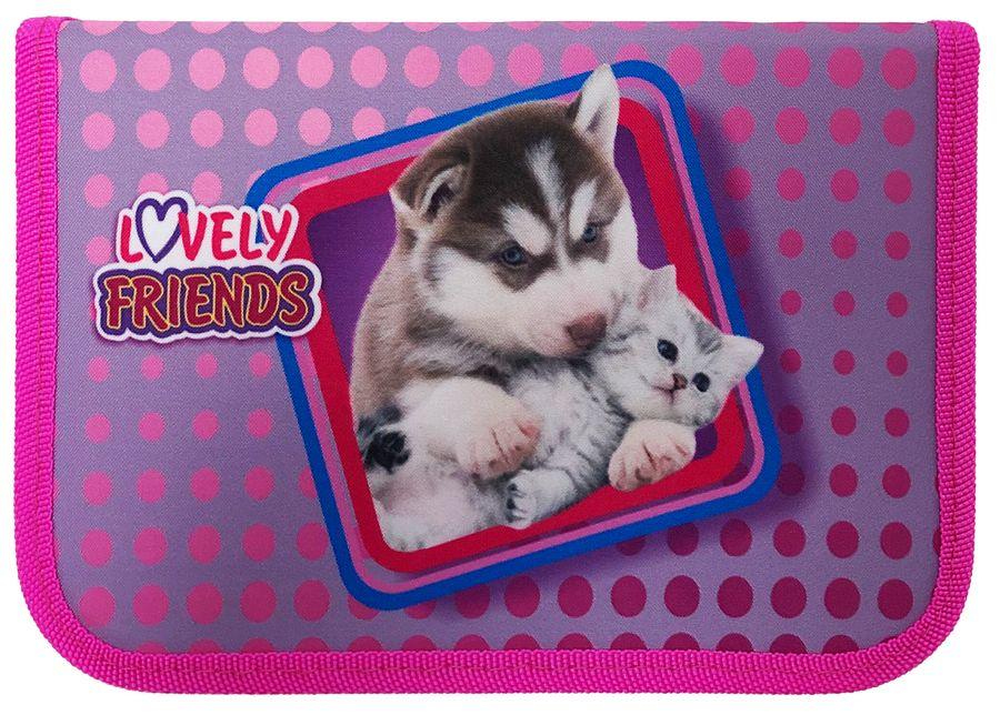 Пенал Class 1-яр.,пустий з 1відв.,"Lovely Friends", 210/70D PL, 20103С