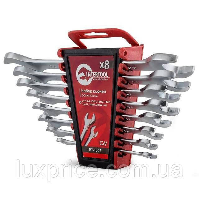Набір ключів ріжкових 8 шт, 6-22 мм CrV INTERTOOL HT-1002    Luxprice