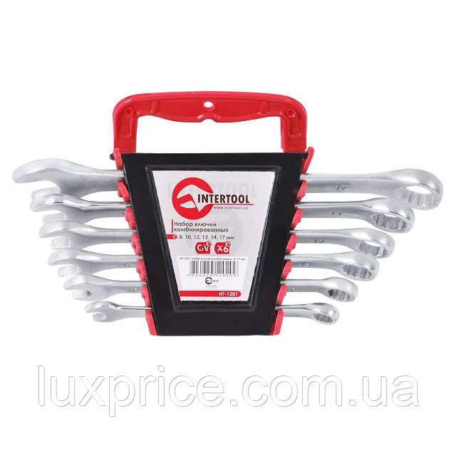 Набір ключів комбінованих 6 шт., 8-17 мм CrV INTERTOOL HT-1201    Luxprice, фото 1