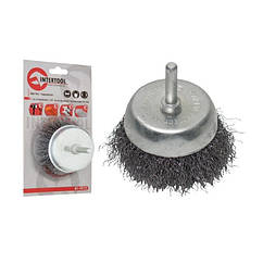 Щітка чашкова 75 мм для дриля, 1/4" (кручений дріт) INTERTOOL BT-9075 Luxprice