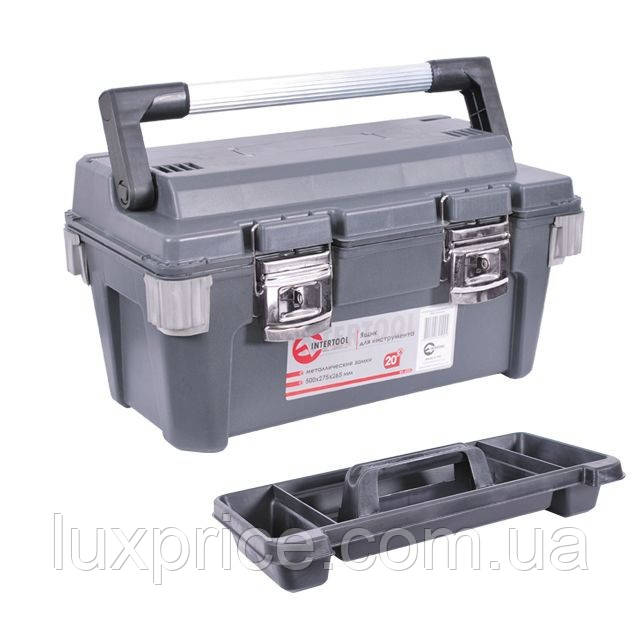 Ящик для инструментів з металевими замками 20" 500*275*265 мм INTERTOOL BX-6020    Luxprice, фото 1