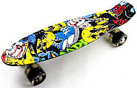 Скейтборд пенні Пенні борд 22 дюйми з малюнком Світні колеса Скейт Cool Draft Joker 55х15 см до 80 кг