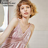 Сорочка нічна жіноча оксамитова мереживна. Комбінація з мереживом. Нічна сорочка, розмір S (рожева), фото 7