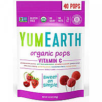 YumEarth, Organic pops + Vitamin C (40 шт.), органічні льодяники