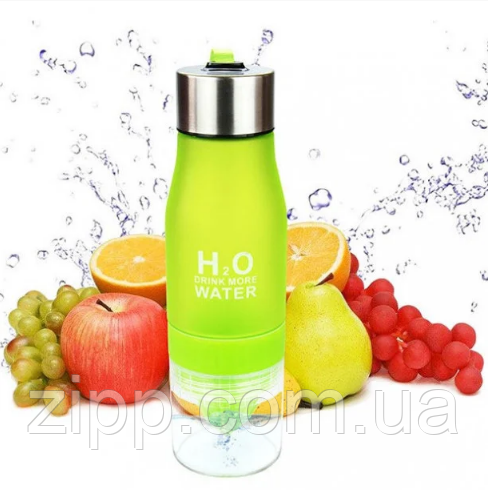 Пляшка для води та напоїв H2O Water Bottle з соковижималкою 650 мл Зелений