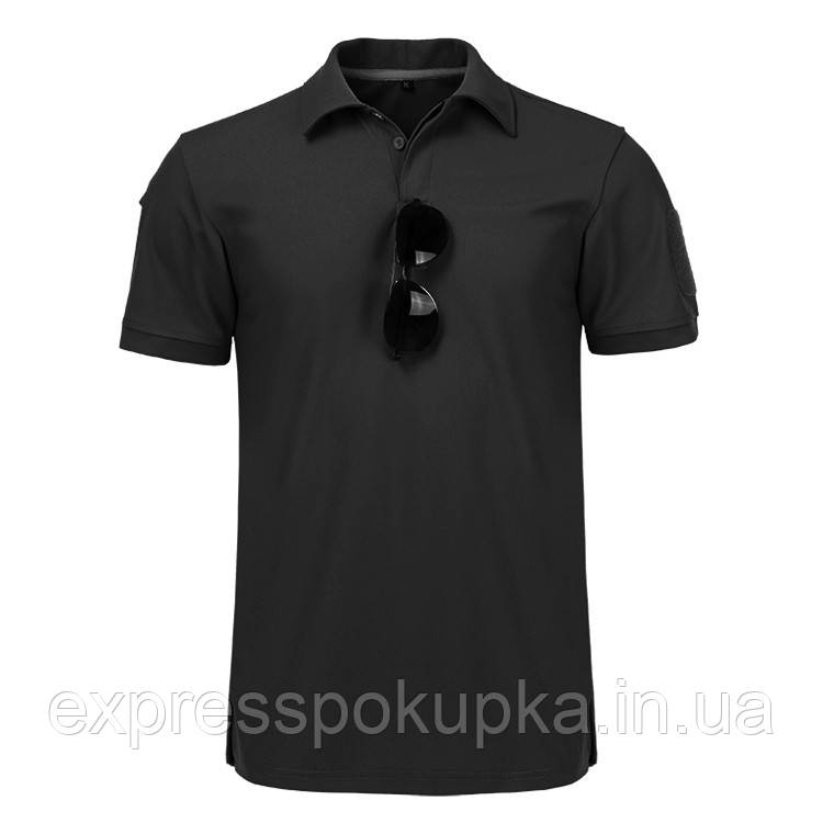 Тактична футболка поло з коротким рукавом Чорна (2XL)