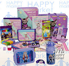 Набір шкільний подарунок першокласнику Kidis 19 предмета Кішки Kitty 7-2