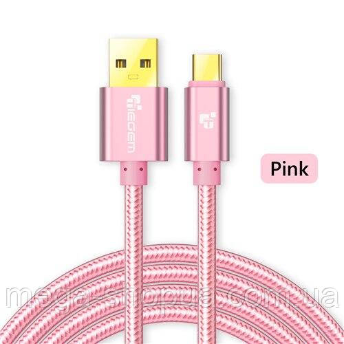 Кабель для швидкої зарядки телефону Tiegem USB - Type-C 1м Зарядний провід шнур ЮСБ на Тайп Сі FF72P