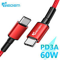 Кабель для быстрой зарядки телефона смартфона PD 60W Tiegem USB Type-C - USB Type-C 1м Зарядный провод шнур 7R