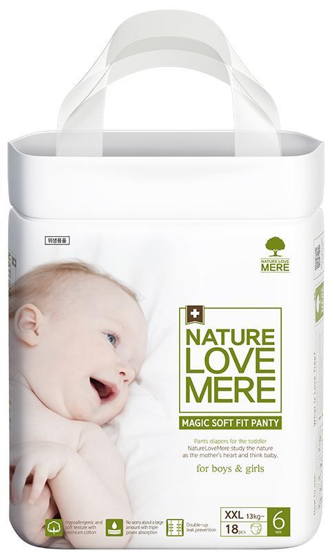 NATURE LOVE MERE — Підгузки-трусики дитячі, серія MAGIC SOFT FIT, розмір XXL, 18 шт, 13+ кг