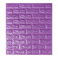 Самоклеючі 3d панелі для стін шпалери цегла фіолетовий Wall Sticker 700х770х7мм. Миються Сертифіковані