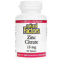 Natural Factors, цинк цитрат (90 таб. по 15 мг), zinc citrate