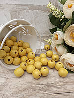 Лимонные бусинки из дерева, d-1,3 см, 50 шт/уп