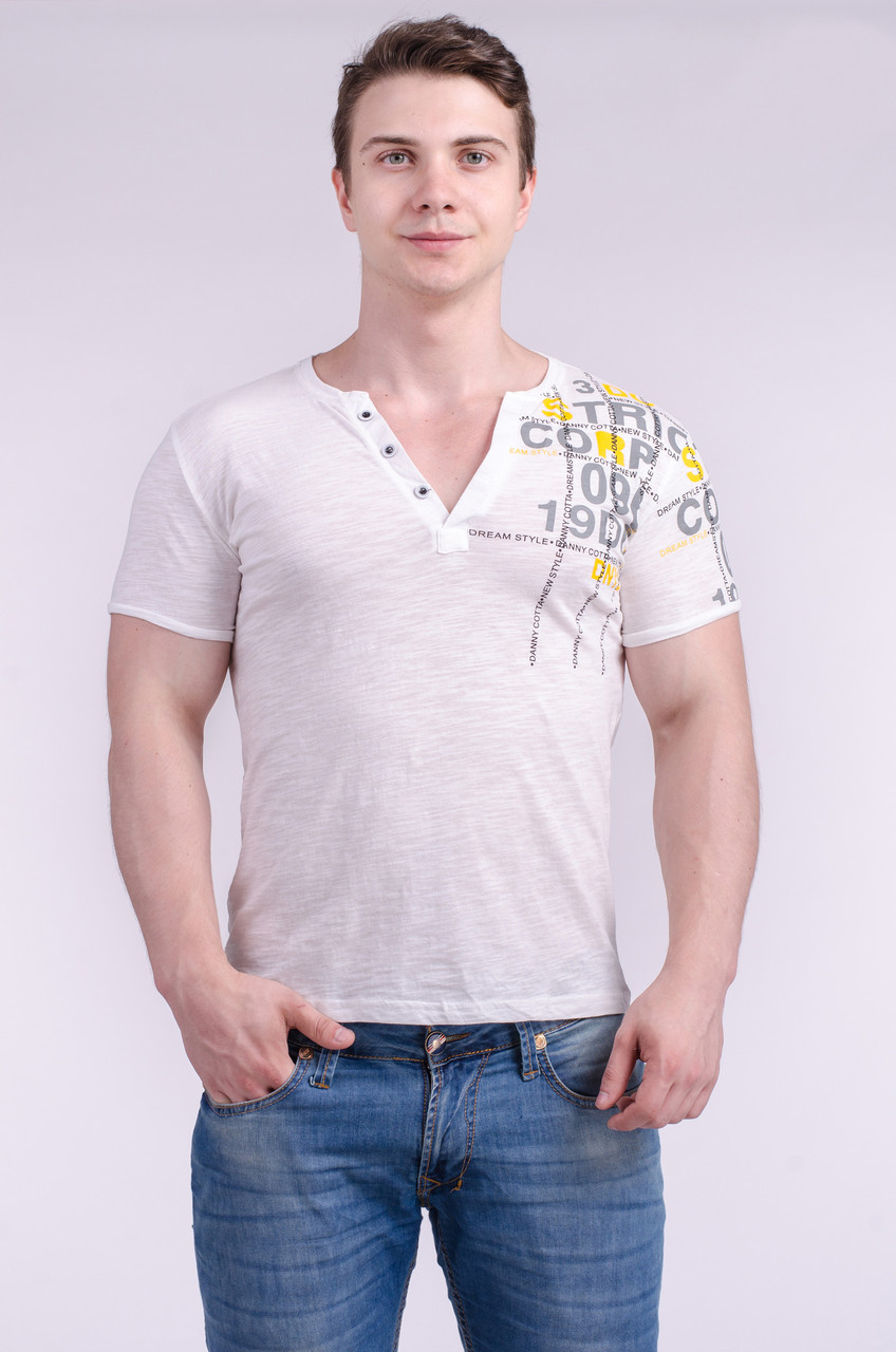 Футболка чоловіча біла Avecs AV-30039 Розміри S/46, фото 1