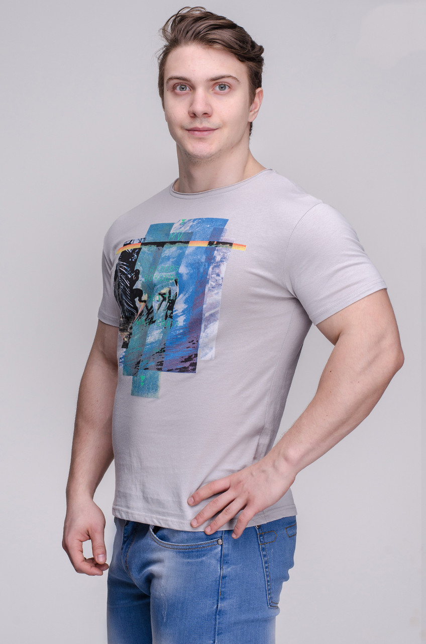 Футболка чоловіча сіра Avecs AV-30098 Розміри M L XL XXL