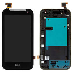 Дисплей для HTC Desire 310 Dual Sim (127*63), модуль (екран і сенсор), з рамкою, чорний, оригінал