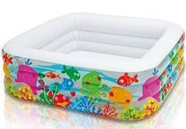 Дитячий надувний басейн 159х159х50 см "Акваріум" 424 л, від 3 років | Басейн для дітей Intex