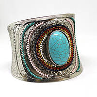 Широкий металевий браслет із намистиною з бірюзи