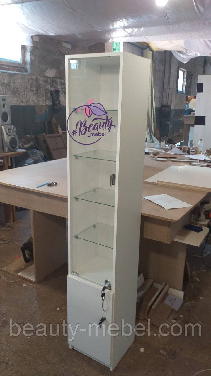 Стелаж зі скляними полицями, шафа вітринна, фото 1