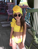 Модный детский купальник для девочки Украина Цветок Розовый ӏ Пляжная одежда для девочек 146-152, Желтый