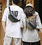 Чоловіча сумка-бананка темно-сірого кольору,, фото 4