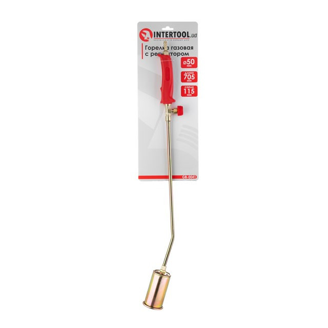 Пальник газовий з регулятором 705мм, сопло 115мм, Ø50мм INTERTOOL GB-0041