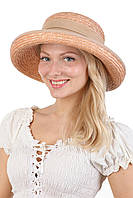 Шляпа соломенная коричневая с поднятыми полями