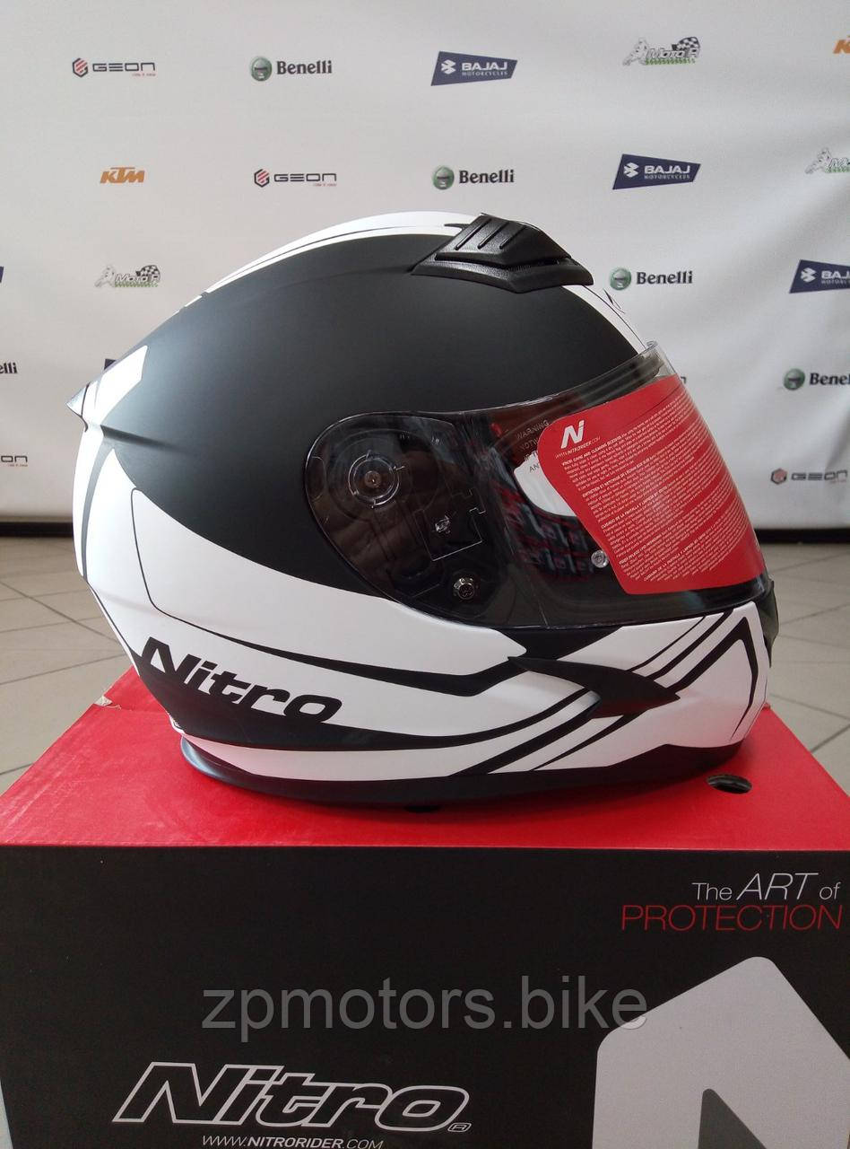 Мотошолом, шолом NITRO N2400 Satin Black/White