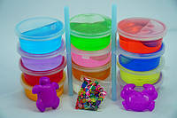 Слайм, лизун, набор разноцветный формами и бусинками 6х2.5 см, игрушка детская антистресс, набор 12 шт