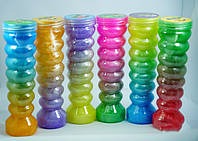 Слайм, лизун, набор разноцветный "Радуга" 19х5,5 см, игрушка детская антистресс, набор 6 шт